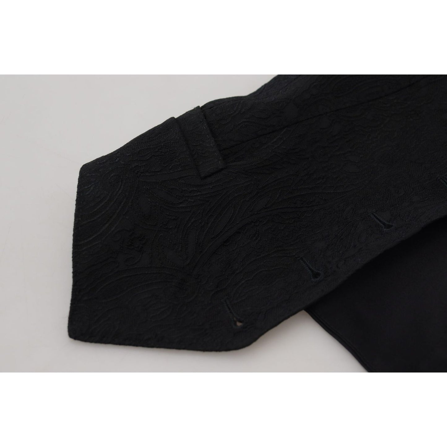 Dolce & Gabbana Black Brocade Button Down Sleeveless Vest Top 1728,67345645728,Black,Clothing,Dolce & Gabbana,IT40|S,Material: 59% Virgin Wool 37% Silk 4% Elastane,New with tags,Suits & Blazers - Clothing,Vests - Women - Clothing,Waistcoats - Suits & Blaz