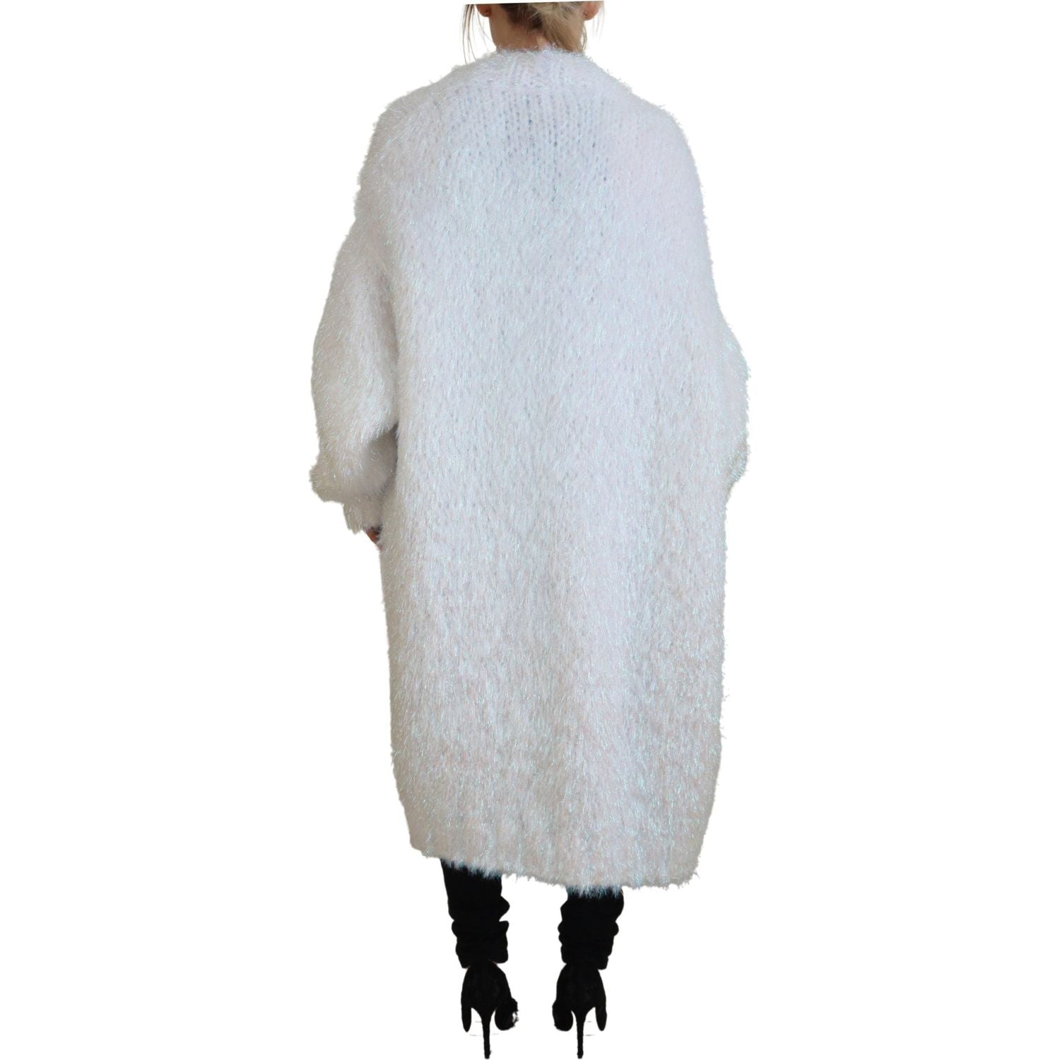 سترة كارديجان أنيقة باللون الأبيض بأكمام طويلة من دولتشي آند غابانا