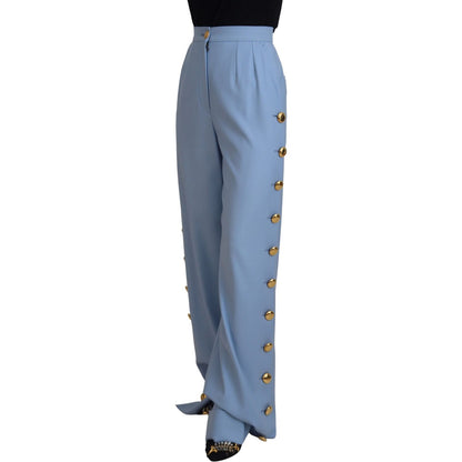 Dolce & Gabbana Light Blue Button Wide Leg Pants