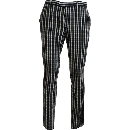 BENCIVENGA Black Checkered Cotton Casual Pants
