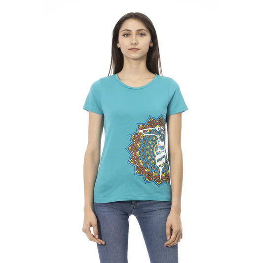 Trussardi Action Light Blue Cotton Women T-Shirt