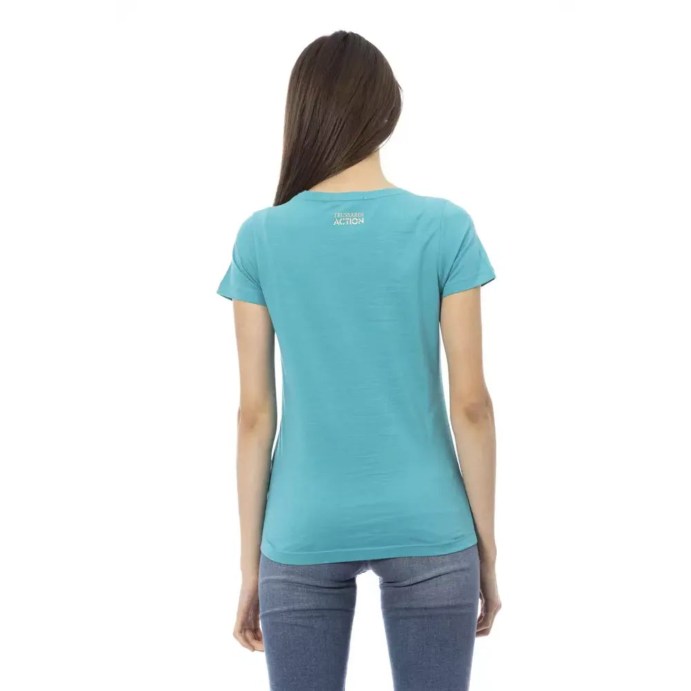 Trussardi Action Light Blue Cotton Women T-Shirt