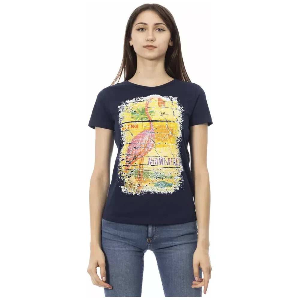 Trussardi Action Chic Blue Short Sleeve Round Neck Tee