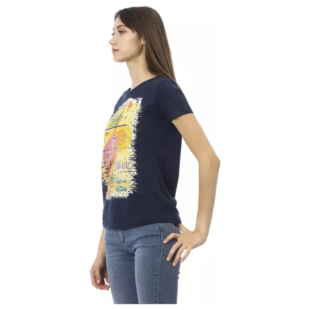 Trussardi Action Chic Blue Short Sleeve Round Neck Tee