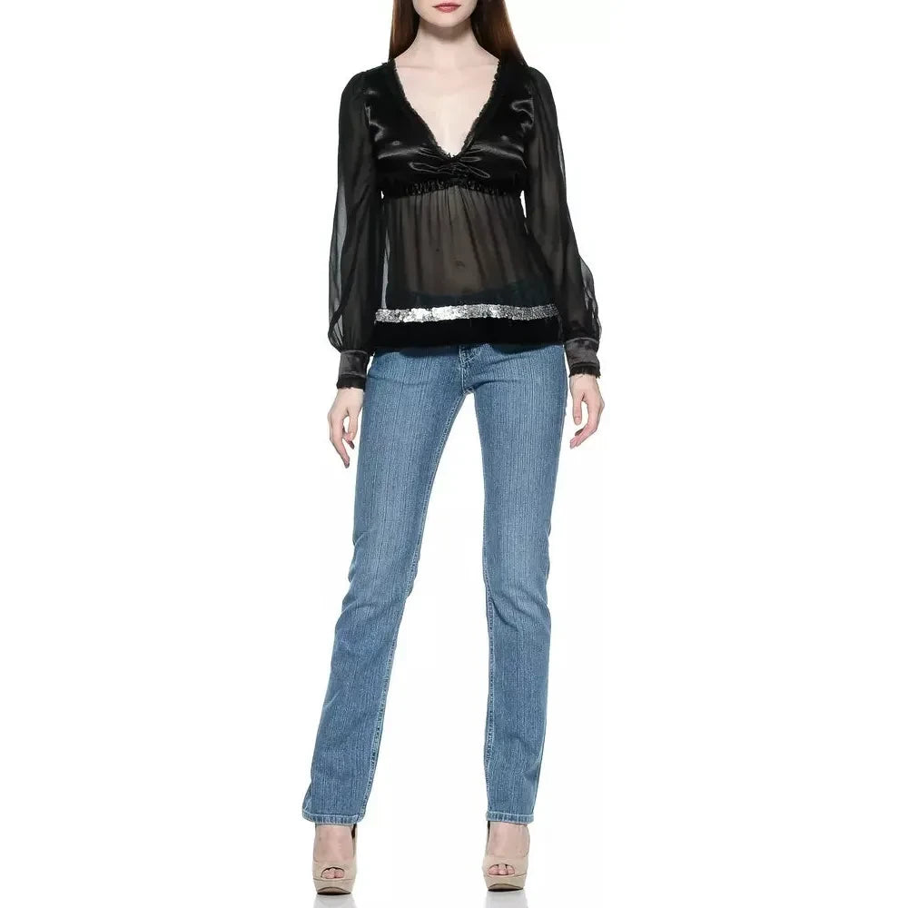 بنطلون جينز نسائي من القطن باللون الأزرق الفاتح من Ungaro Fever