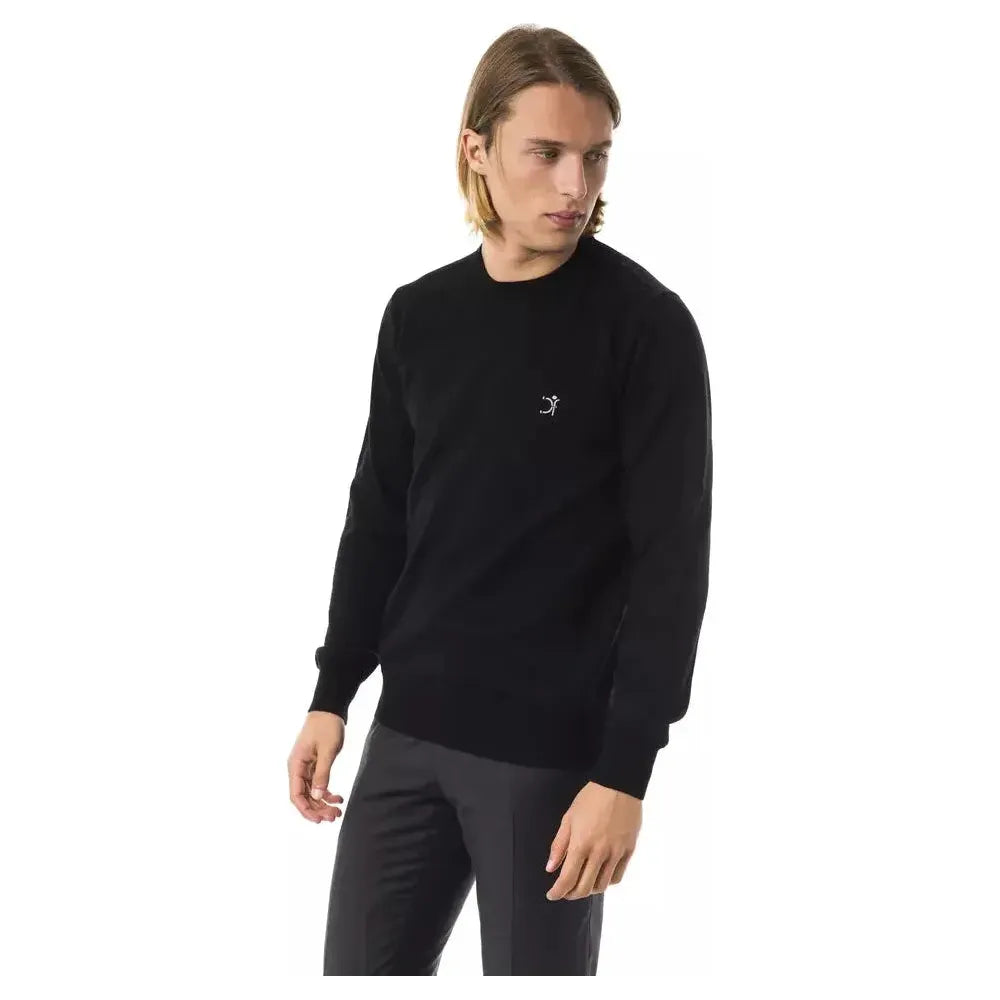Uominitaliani Black Merino Wool Men Sweater