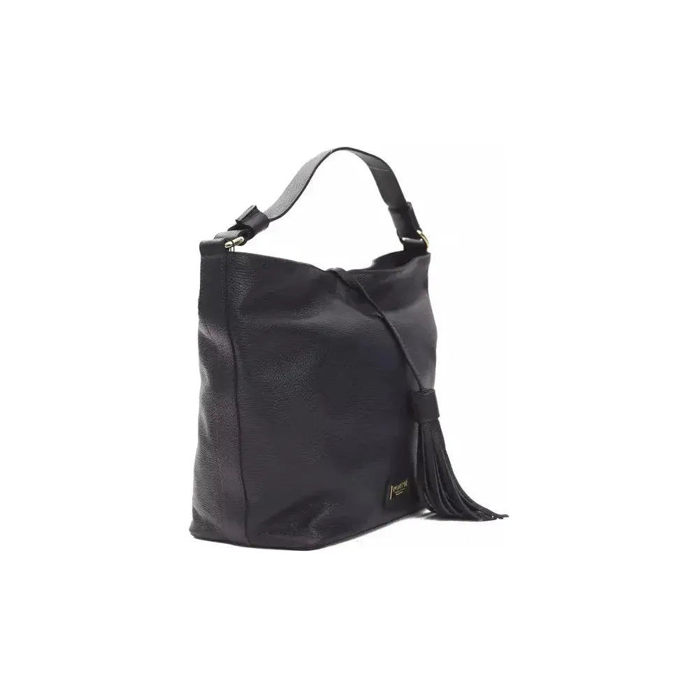 带徽标细节的时尚灰色皮革单肩包