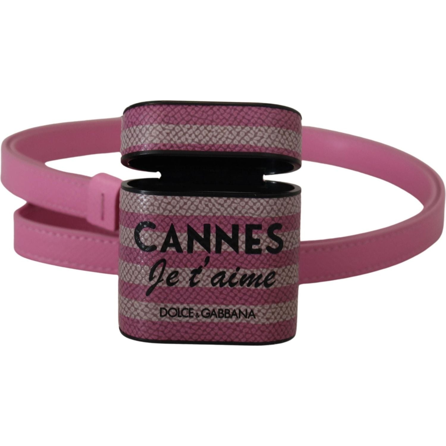 حافظة AirPods جلدية أنيقة من دولتشي آند غابانا باللون الوردي