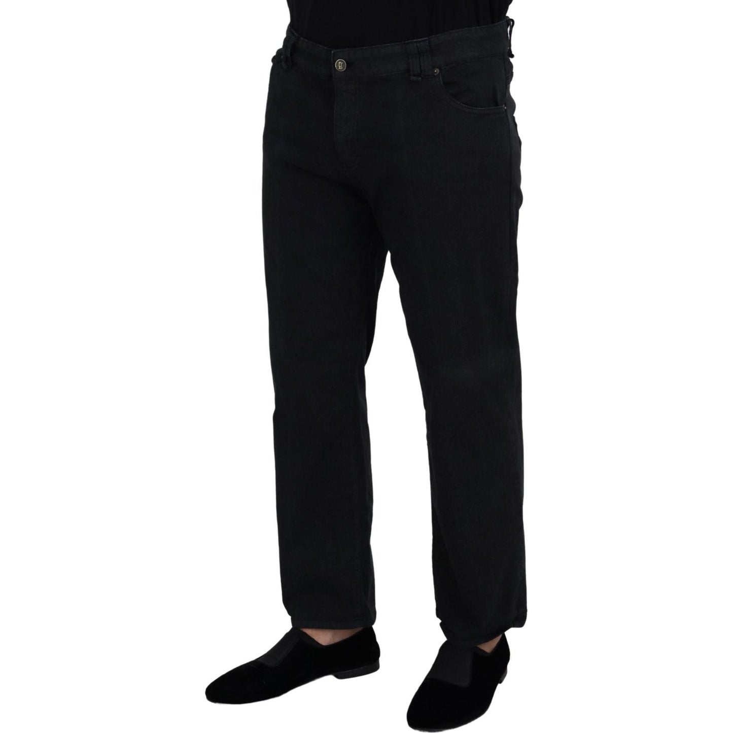 John Galliano Black Cotton Back Buckle Casual Denim Jeans