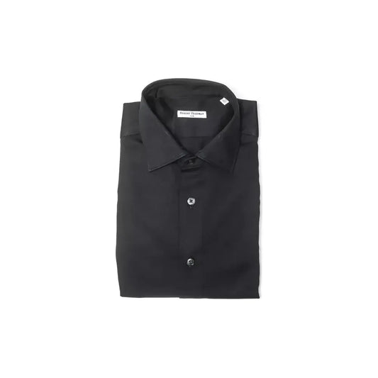 Robert Friedman Black Cotton Men Shirt