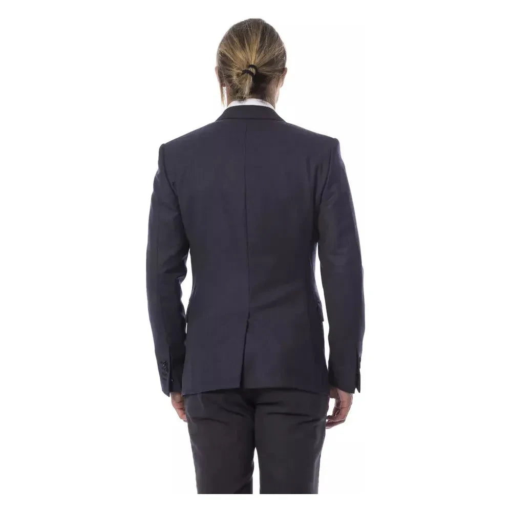 Verri Elegant Blue Wool Single-Breasted Blazer