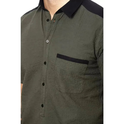 Verri Army Cotton Men Shirt 1728,67345744032,Army,Clothing,M,Men,Men - Clothing,New with tags,Shirts - Clothing,Shirts - Men - Clothing,Shortsleeve - Shirts - Clothing,Verri