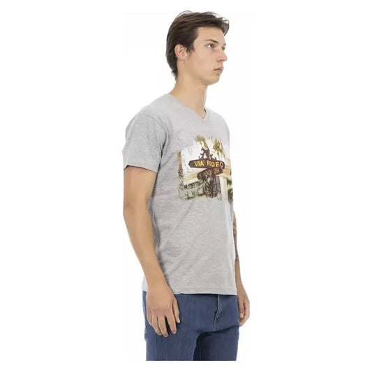 Trussardi Action Gray Cotton Men T-Shirt