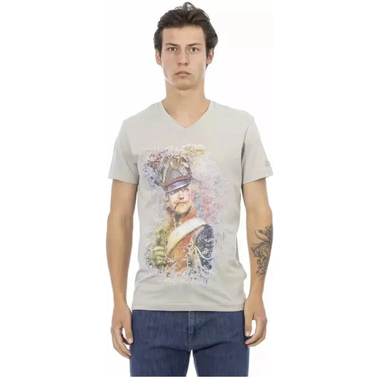 Trussardi Action Gray Cotton Men's V-Neck T-Shirt