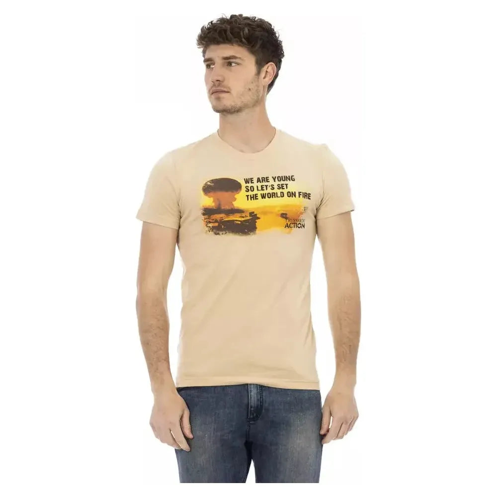 Trussardi Action Beige Cotton Men T-Shirt