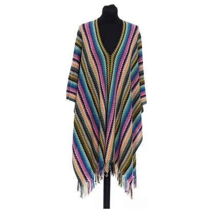 Missoni Multicolor Wool Women Poncho 1728,67345744032,Clothing,Missoni,Multicolor,New with tags,Ponchos - Sweaters - Clothing,Ponchos - Women - Clothing,Sweaters - Clothing,Unisex,Women,Women - Clothing