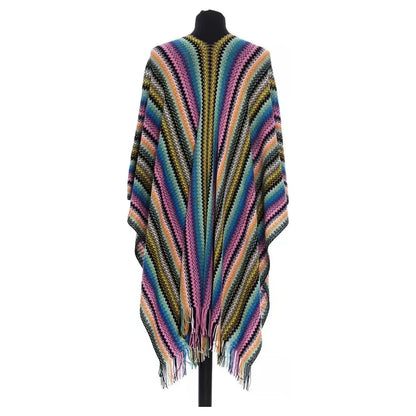 Missoni Multicolor Wool Women Poncho 1728,67345744032,Clothing,Missoni,Multicolor,New with tags,Ponchos - Sweaters - Clothing,Ponchos - Women - Clothing,Sweaters - Clothing,Unisex,Women,Women - Clothing