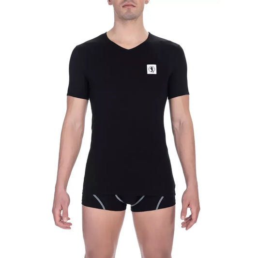 Bikkembergs Black Cotton Men's V-Neck T-Shirt
