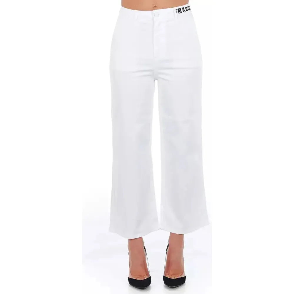 Frankie Morello White Cotton Women Cropped Trouser FR-21690-IT40|S