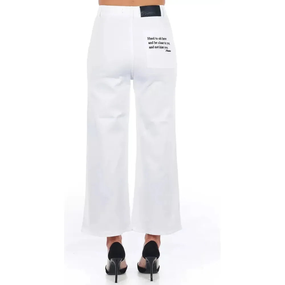 Frankie Morello White Cotton Women Cropped Trouser FR-21690-IT40|S