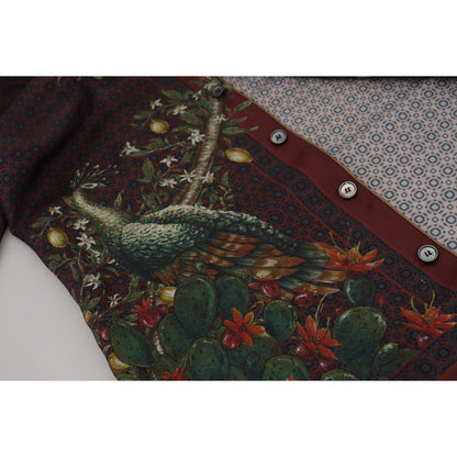 Dolce & Gabbana Bordeaux Ostrich Silk Satin Casual Mens Shirt