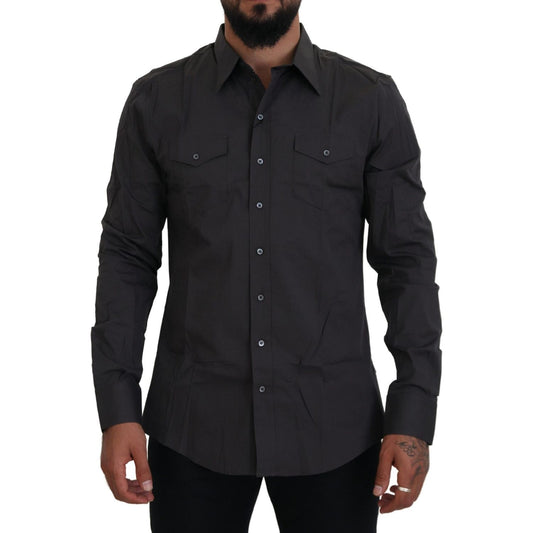 Dolce & Gabbana Gray SICILIA Slim Fit Stretch Dress Shirt