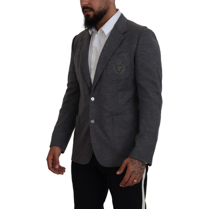 Dolce & Gabbana Gray Wool Stretch Slim Fit Jacket Blazer