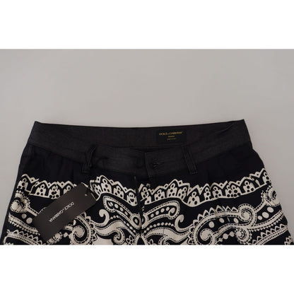 Dolce & Gabbana Black Silk Bandana Print Pants