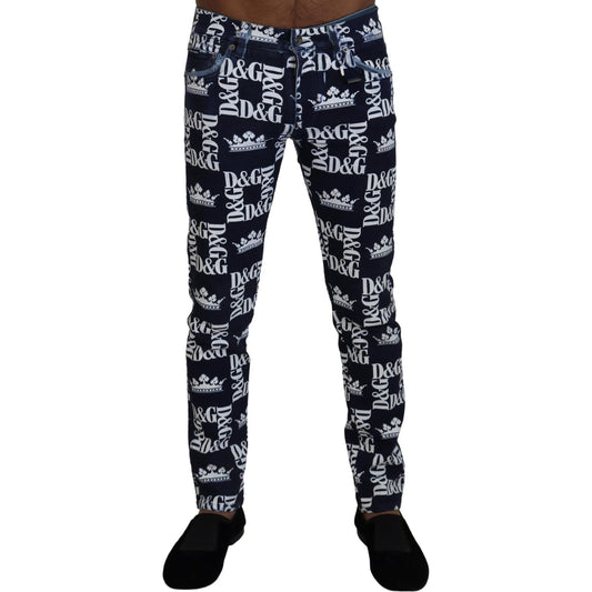 Dolce & Gabbana Blue Cotton DG Crown Skinny Denim Jeans