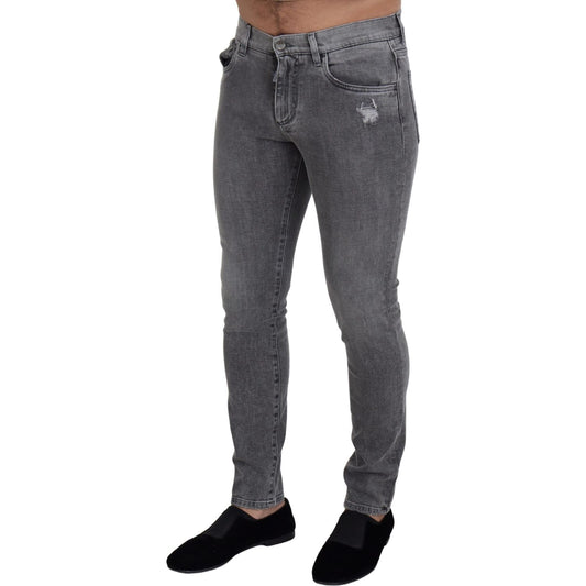 Dolce & Gabbana Grey Washed Cotton Skinny Denim Jeans