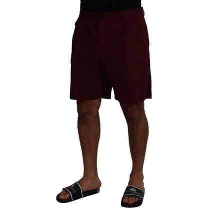 Dolce & Gabbana Maroon Cotton Bermuda Casual Shorts
