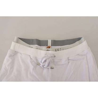 John Galliano White Cotton Logo Mens Jogger Pants