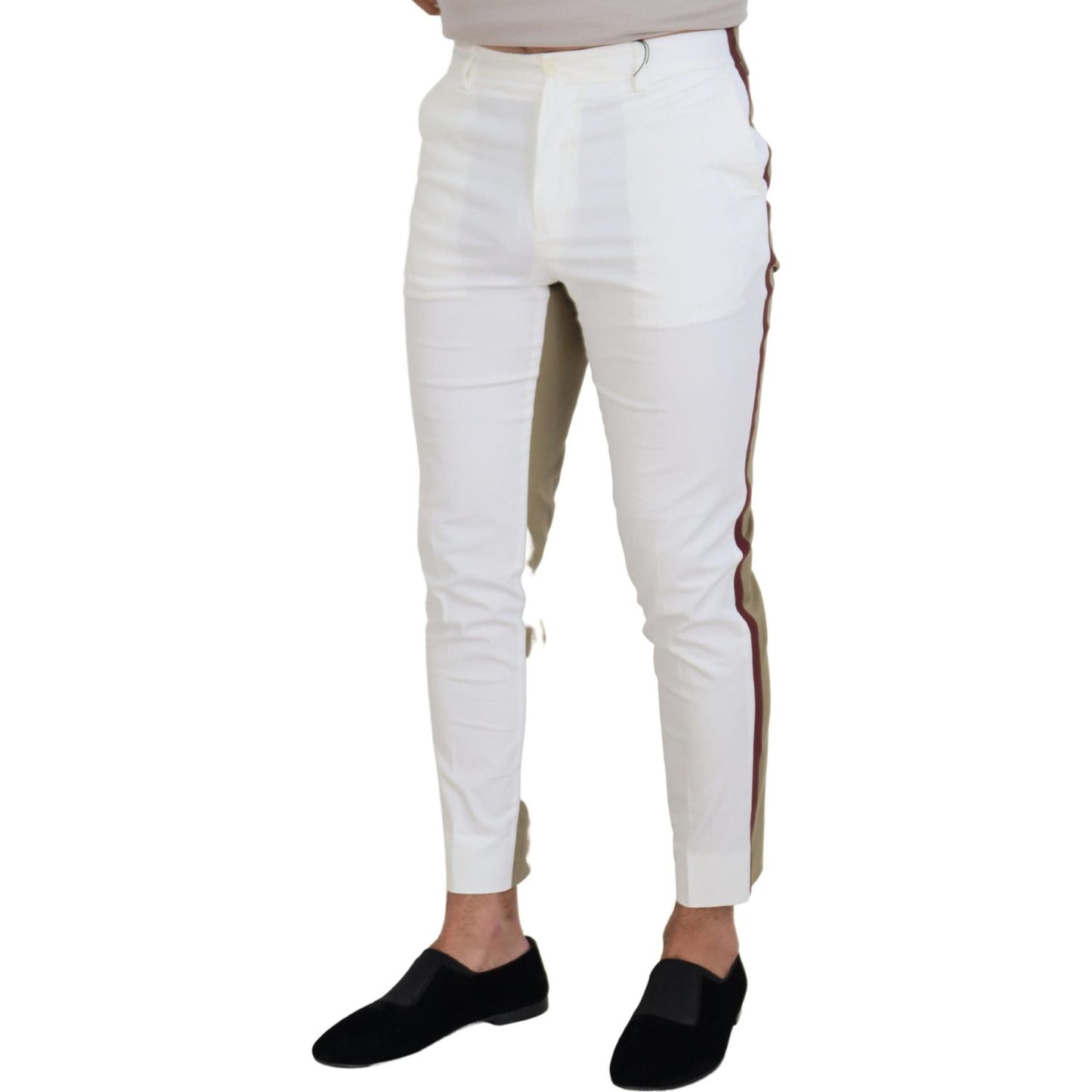 Dolce & Gabbana White Brown Slim Fit Chino Pants PAN74270 - 48
