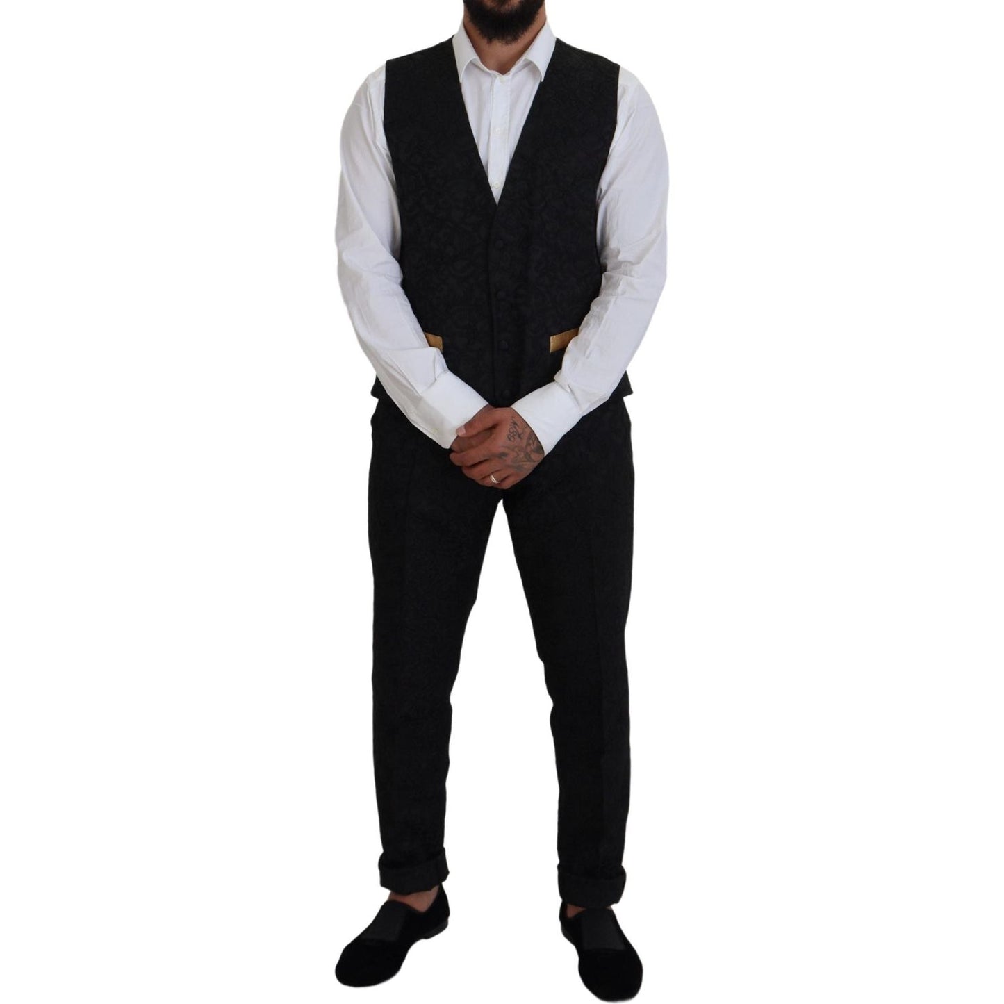 Dolce & Gabbana Black Gold Fantasy Tuxedo Slim Fit Suit KOS2110- 46