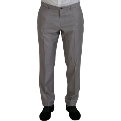 Dolce & Gabbana Silver Wool Silk 3 Piece Slim Fit Suit