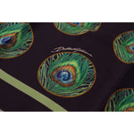 Dolce & Gabbana Black Peacock Feather DG Printed Square Handkerchief Scarf MS6283