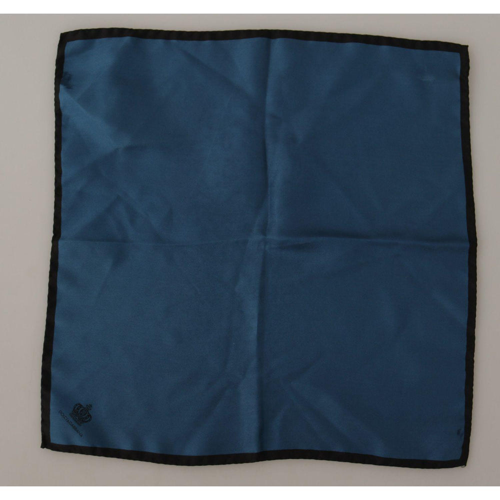 Dolce & Gabbana Black Blue DG Crown Printed Square Handkerchief Scarf MS6284