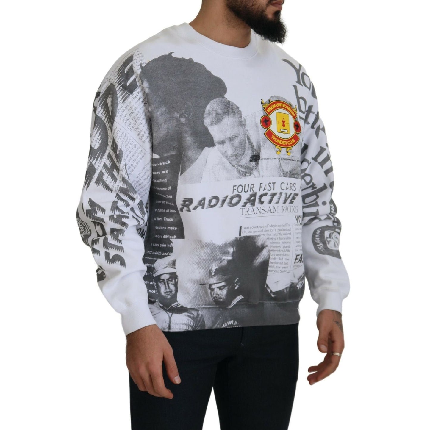 MSGM White Cotton Crewneck Pullover Sweatshirt Sweater