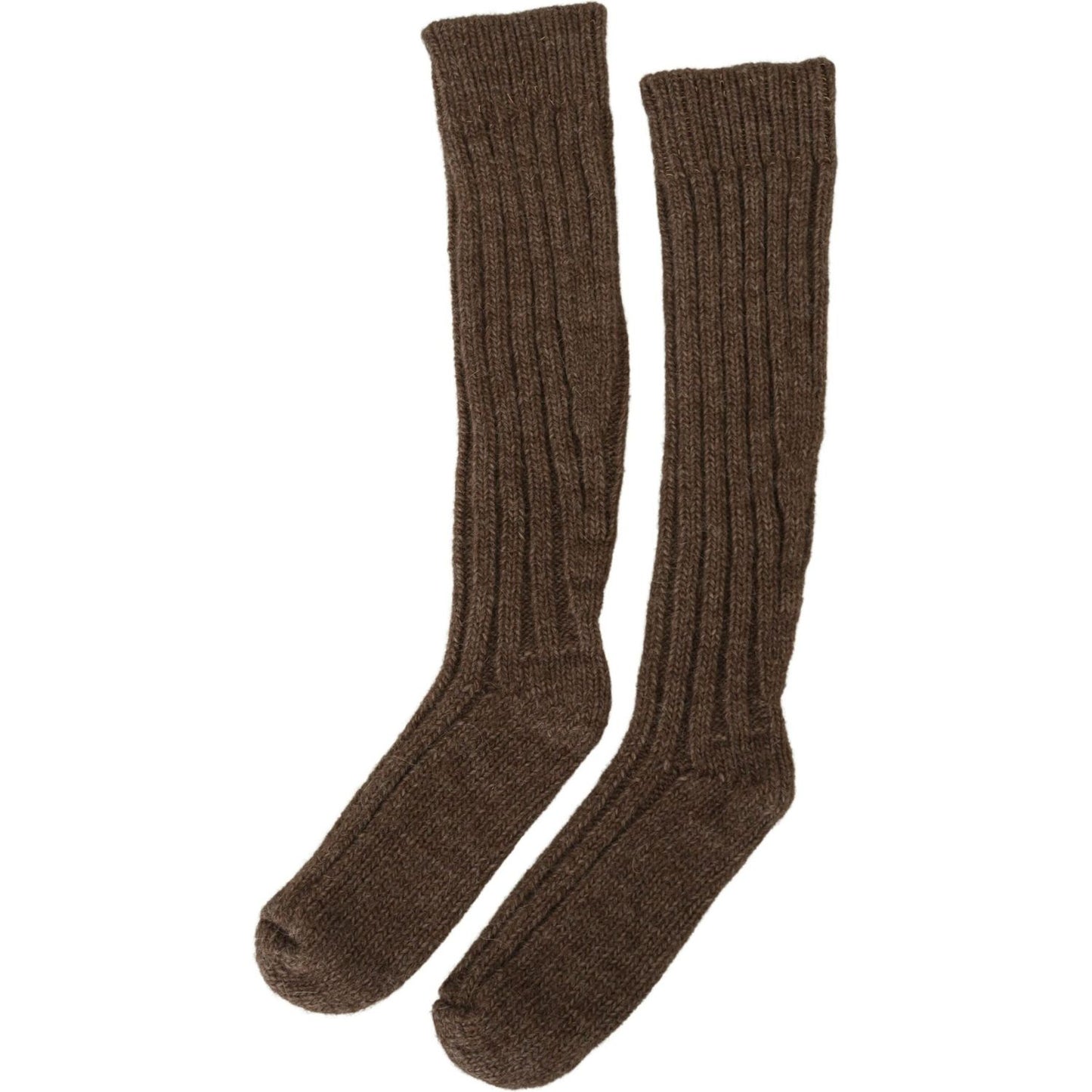 Dolce & Gabbana Brown Wool Knit Calf Long Women Socks