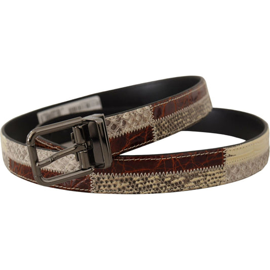 Dolce & Gabbana Multicolor Exotic Leather Patchwork Metal Belt BEL8404- 90