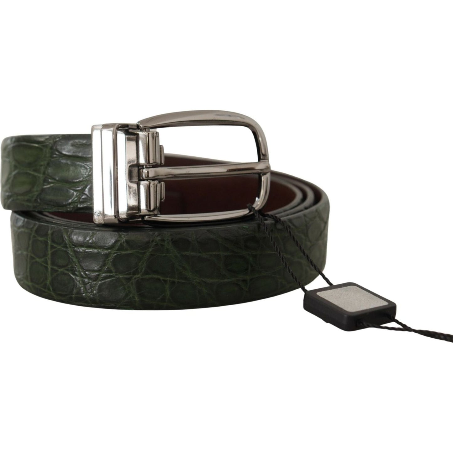Dolce & Gabbana Green Exotic Leather Silver Buckle Belt BEL8407 - 95