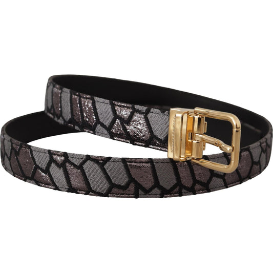 Dolce & Gabbana Multicolor Patchwork Leather Gold Jaquard Belt BEL8408- 90
