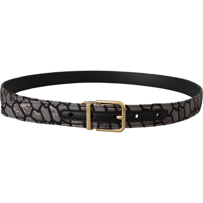 Dolce & Gabbana Multicolor Patchwork Leather Gold Jaquard Belt