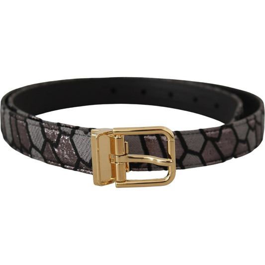 Dolce & Gabbana Multicolor Patchwork Leather Gold Jaquard Belt BEL8408- 90