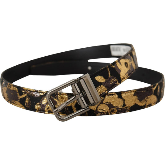 Dolce & Gabbana Multicolor Jacquard Leather Logo Metal Buckle Belt BEL8418 - 90