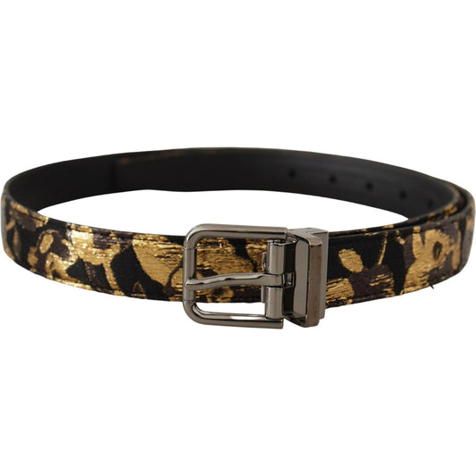 Dolce & Gabbana Multicolor Jacquard Leather Logo Metal Buckle Belt BEL8418 - 90
