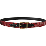 Dolce & Gabbana Red Multicolor Leather Belt with Gold-Tone Buckle Dolce & Gabbana Black