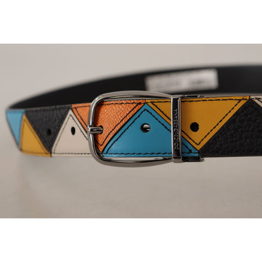 Dolce & Gabbana Multicolor Leather Silver Tone Logo Buckle Belt BEL8438 -90