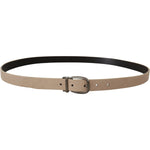 Dolce & Gabbana Elegant Beige Leather Belt with Silver Tone Buckle Dolce & Gabbana Rosy Brown