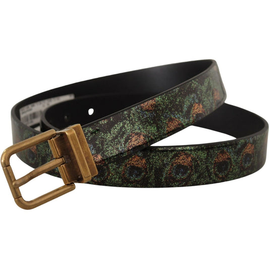 Dolce & Gabbana Multicolor Leather Vernice Pavone Bronze Metal Belt BEL8460- 90